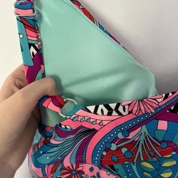 Colorful Boho Paisley Swimsuit Top women's size 2XL casual beachy v-neck - Picture 6 of 8